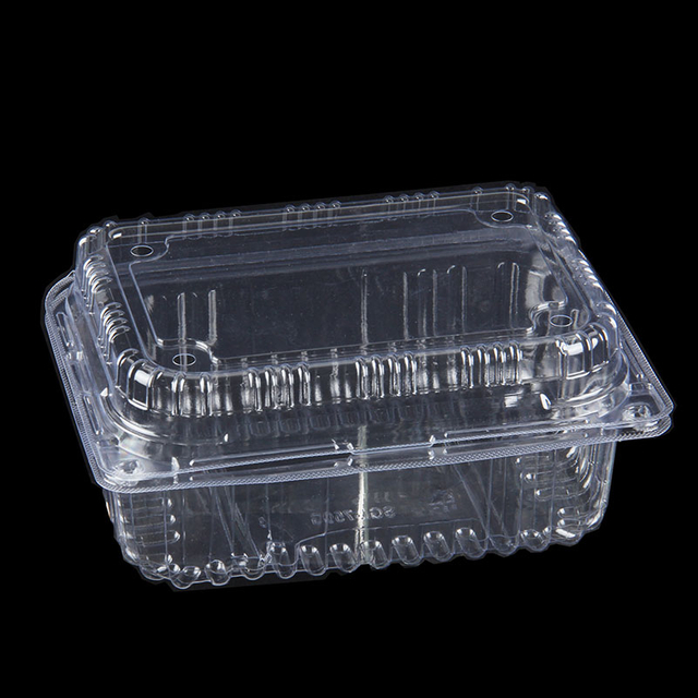 Recycelbare, transparente, transparente, rechteckige Obstbox aus PET f&uuml;r Lebensmittel